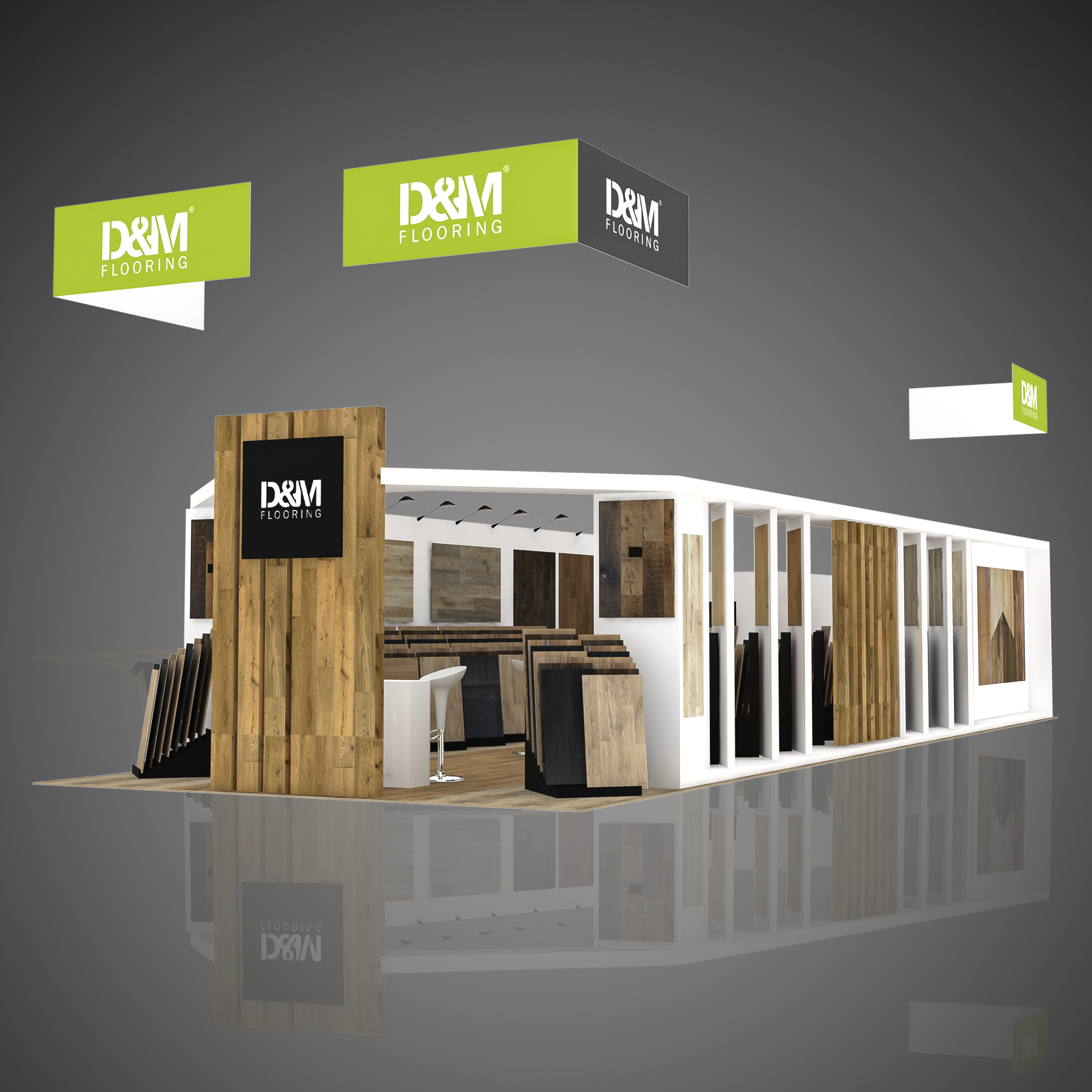 D&M Trade show booth flooring wall displays